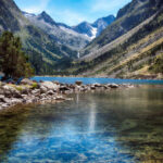 Gaube Lake in the Pyrenees and the view into the Marcadau Valley.