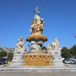 The Fountain of the 4 Valleys, or Duvignau Fountain, by architect Louis Caddau, built in the 19th century, city of Tarbes, department of Hautes Pyrénées, France